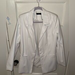 White Women's Leather Blazer